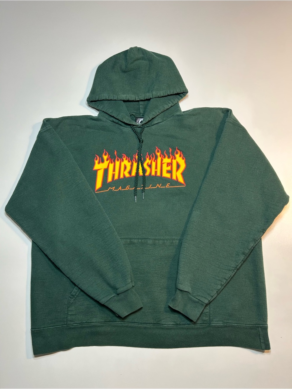 Thrasher Flame Logo Hoodie Forest Green Pullover Skate Skateboard Magazine